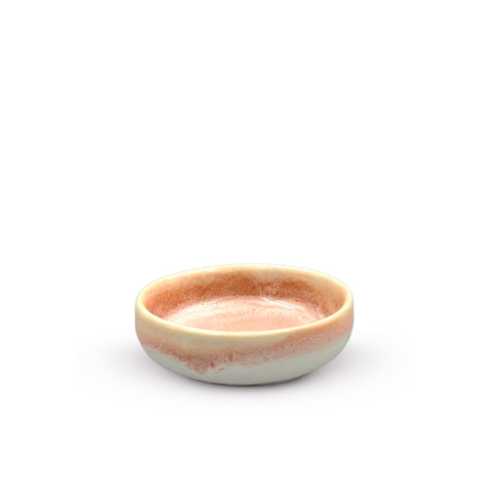 Coral and White Ceramic Pinch Bowl 