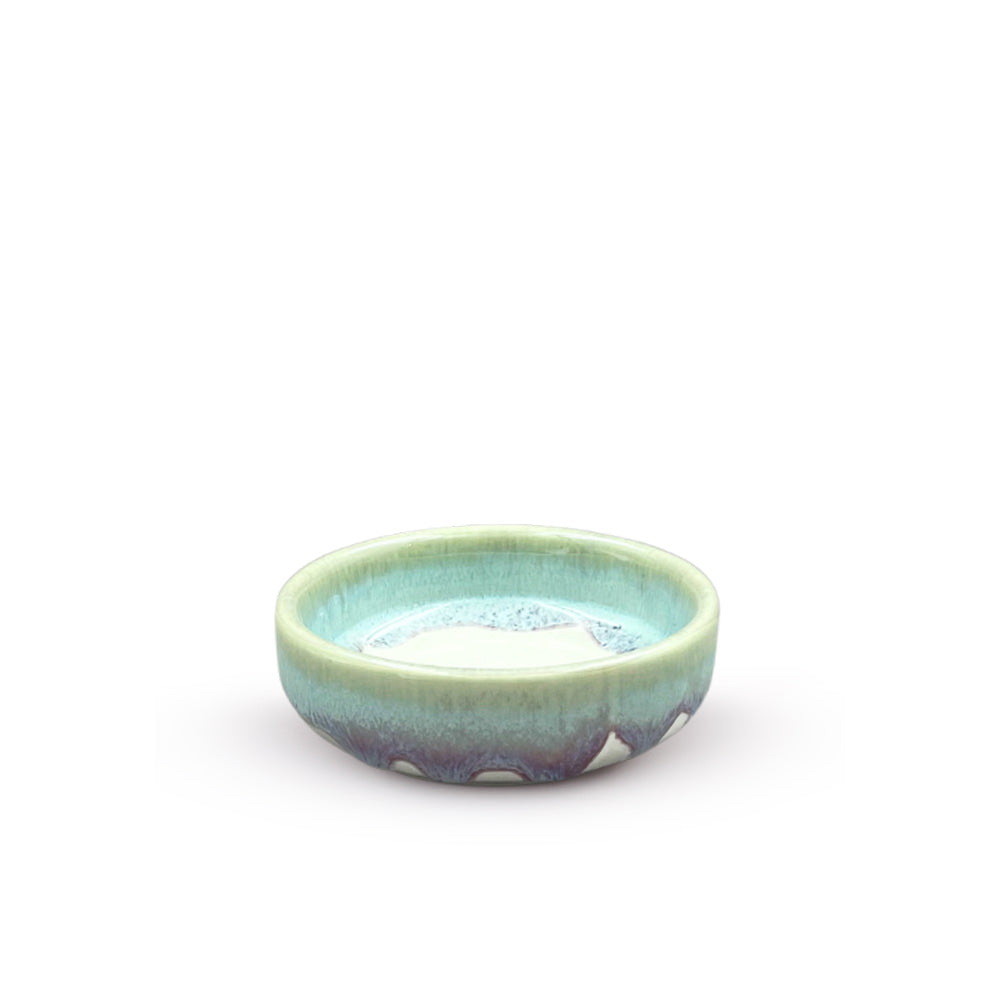 Blue Purple and White Ceramic Pinch Bowl 