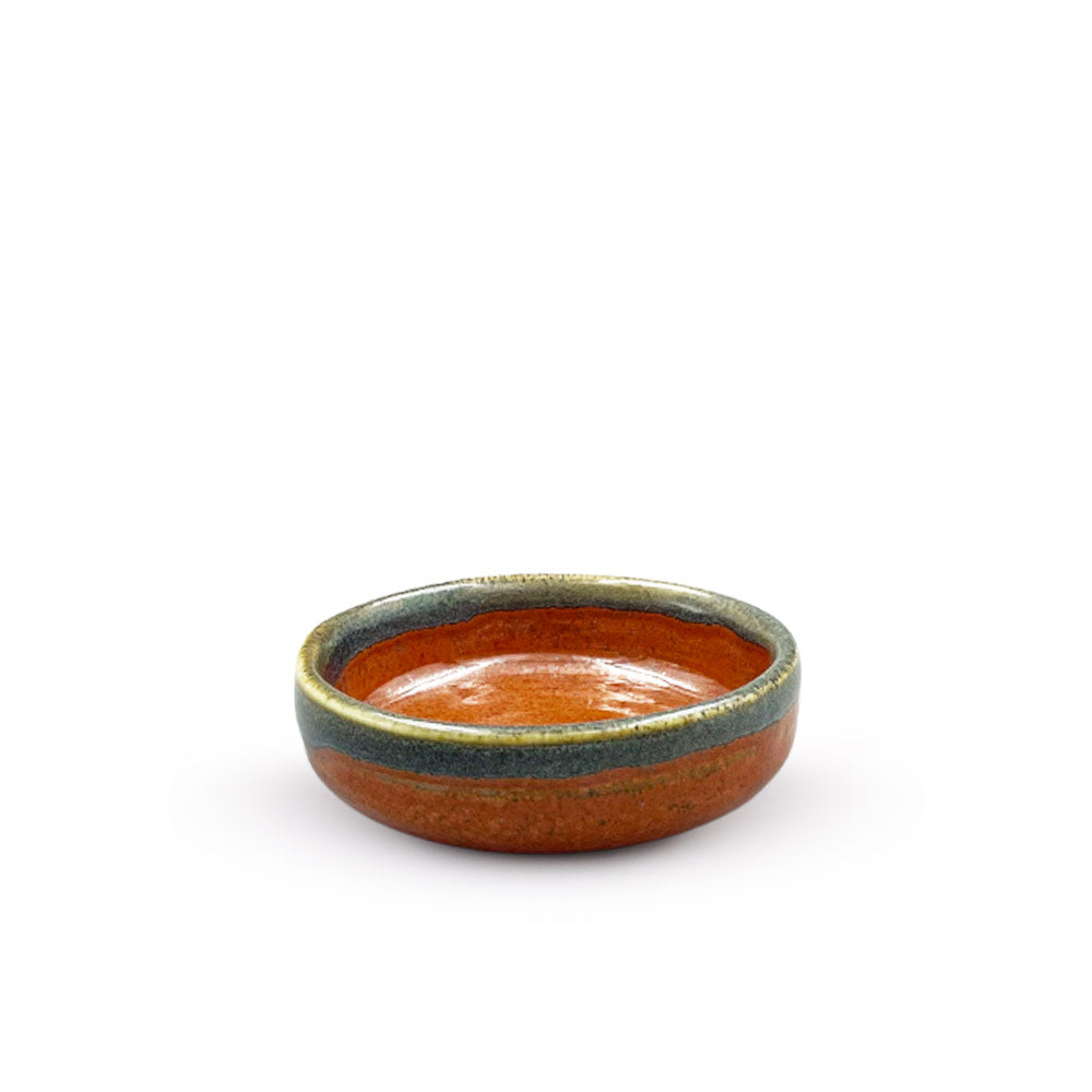 Green blue and Rust Ceramic Pinch Bowl 