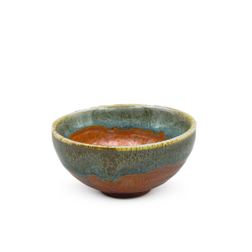 Green and Rust Ceramic Share Bowl 