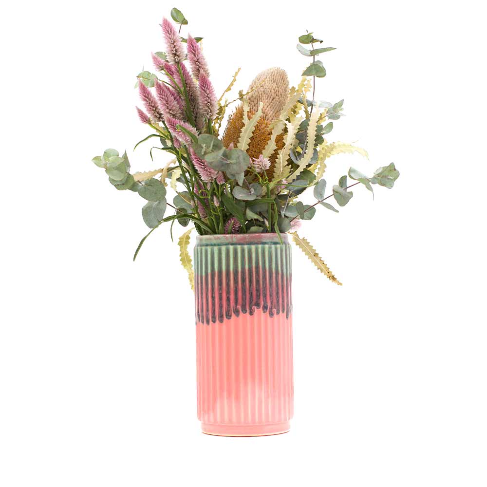 Pink and Green Ceramic Vase