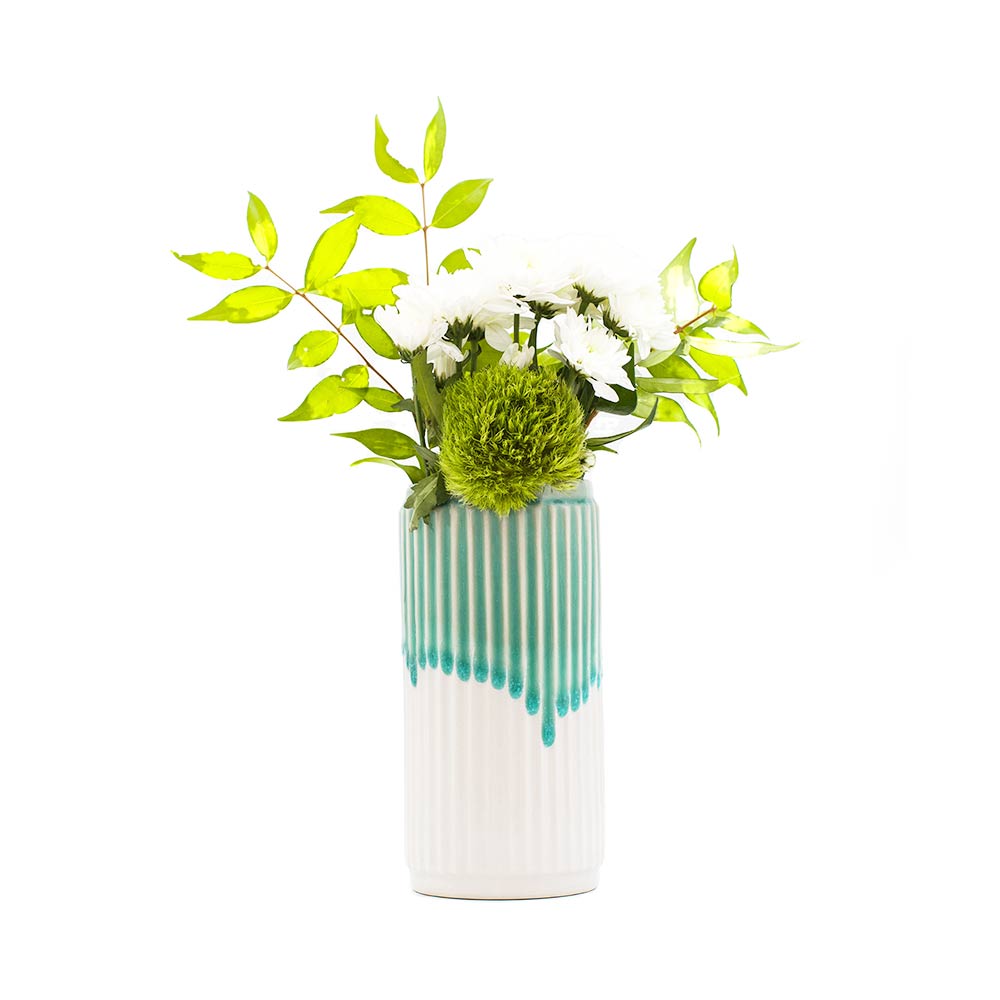 Green and white Ceramic Vase