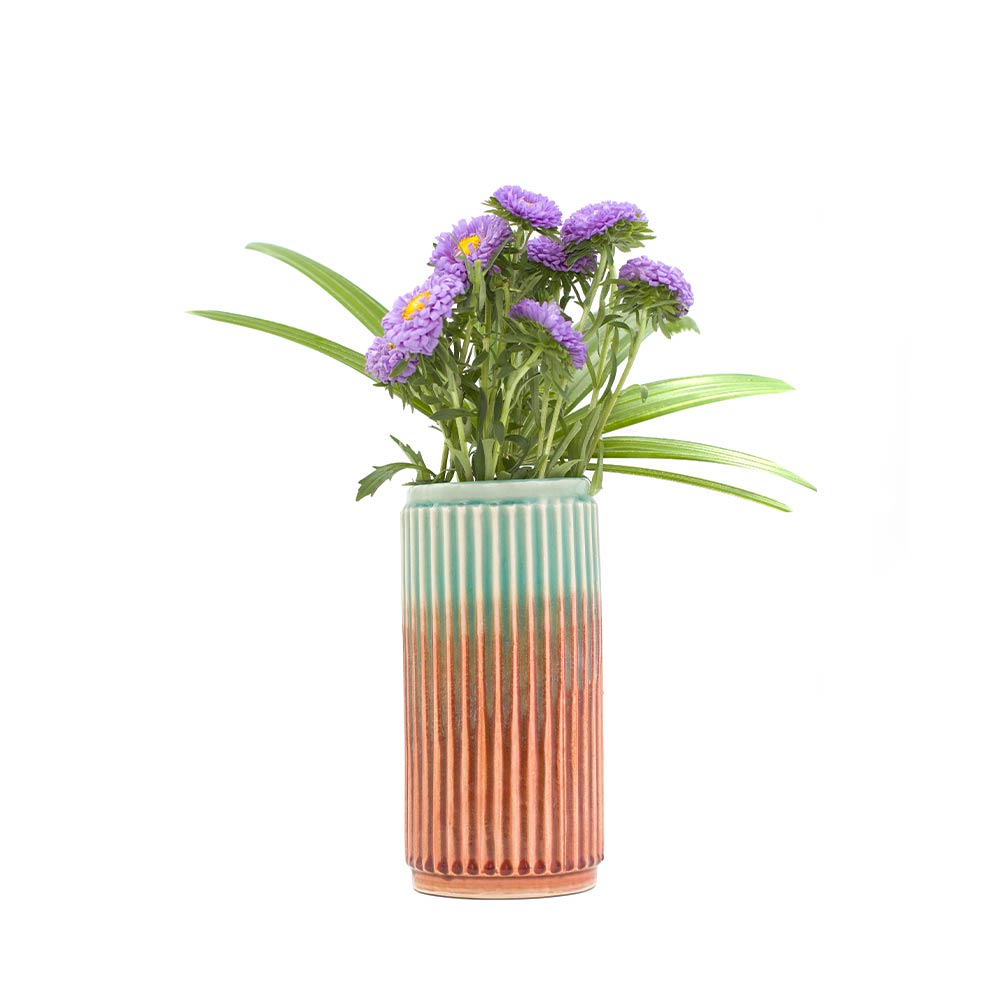 Green and Coral Ceramic Vase