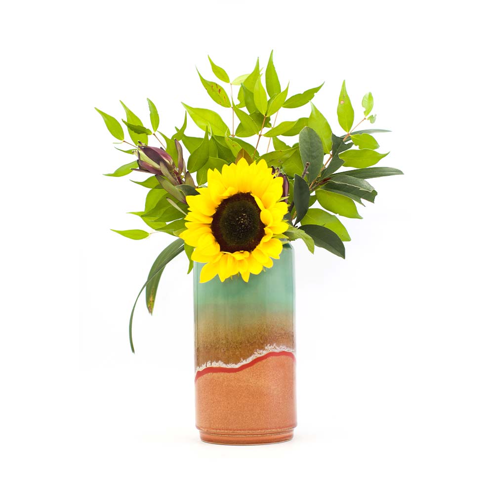Green and Coral Ceramic Vase