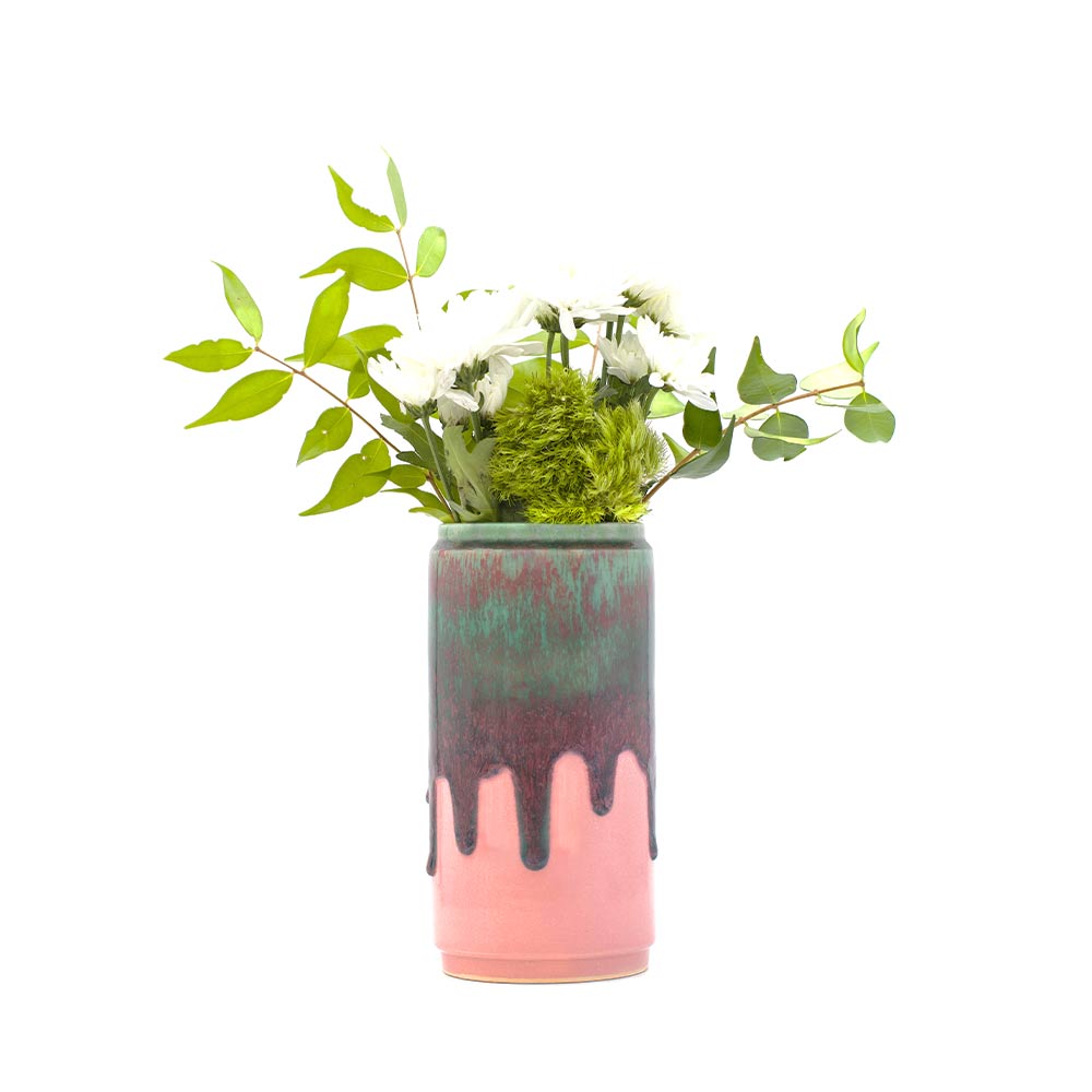 Pink and Green Ceramic Vase