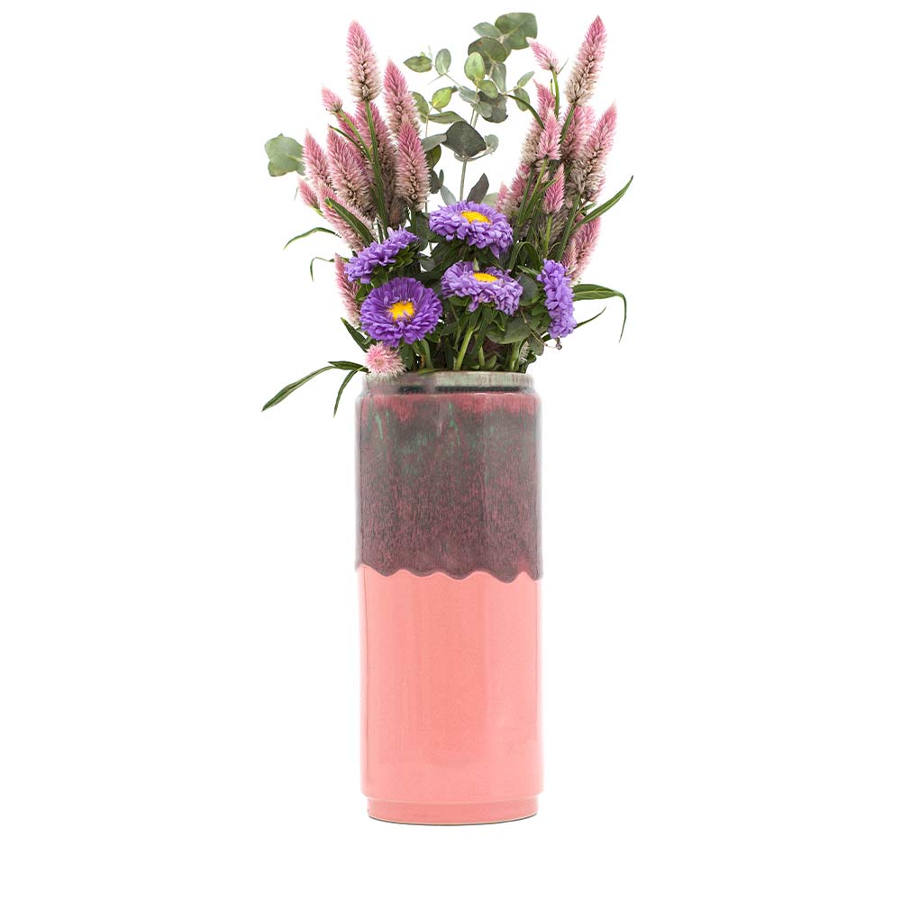 Pink purple and Green Ceramic Vase