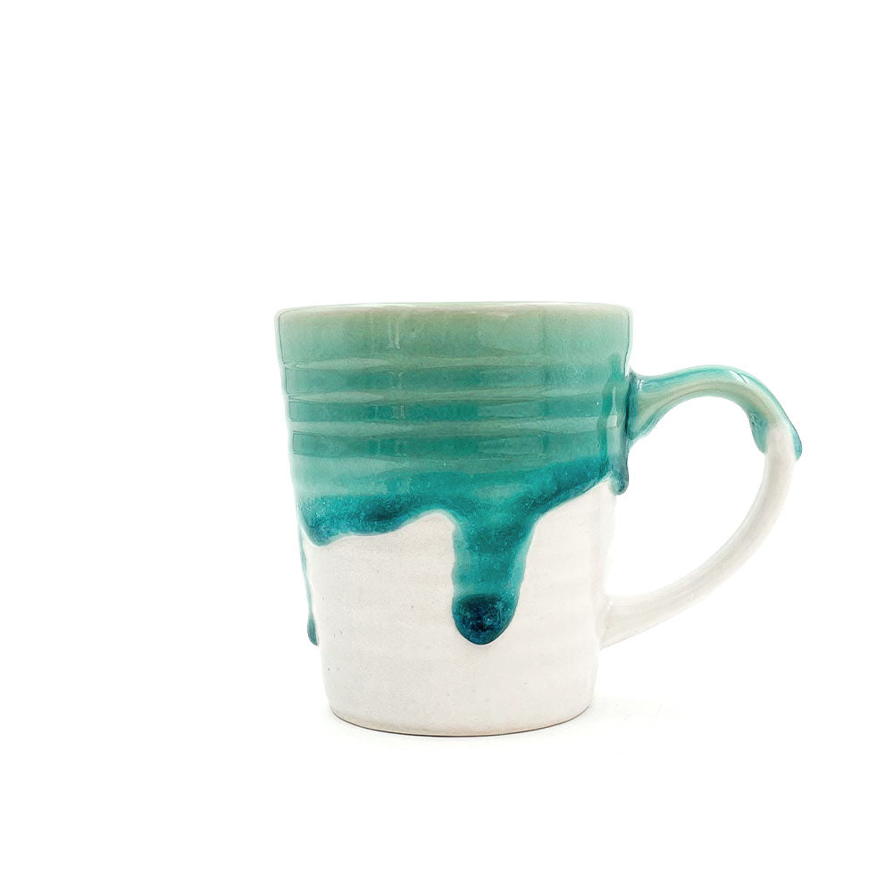 Green and White Straight Ceramic Mug