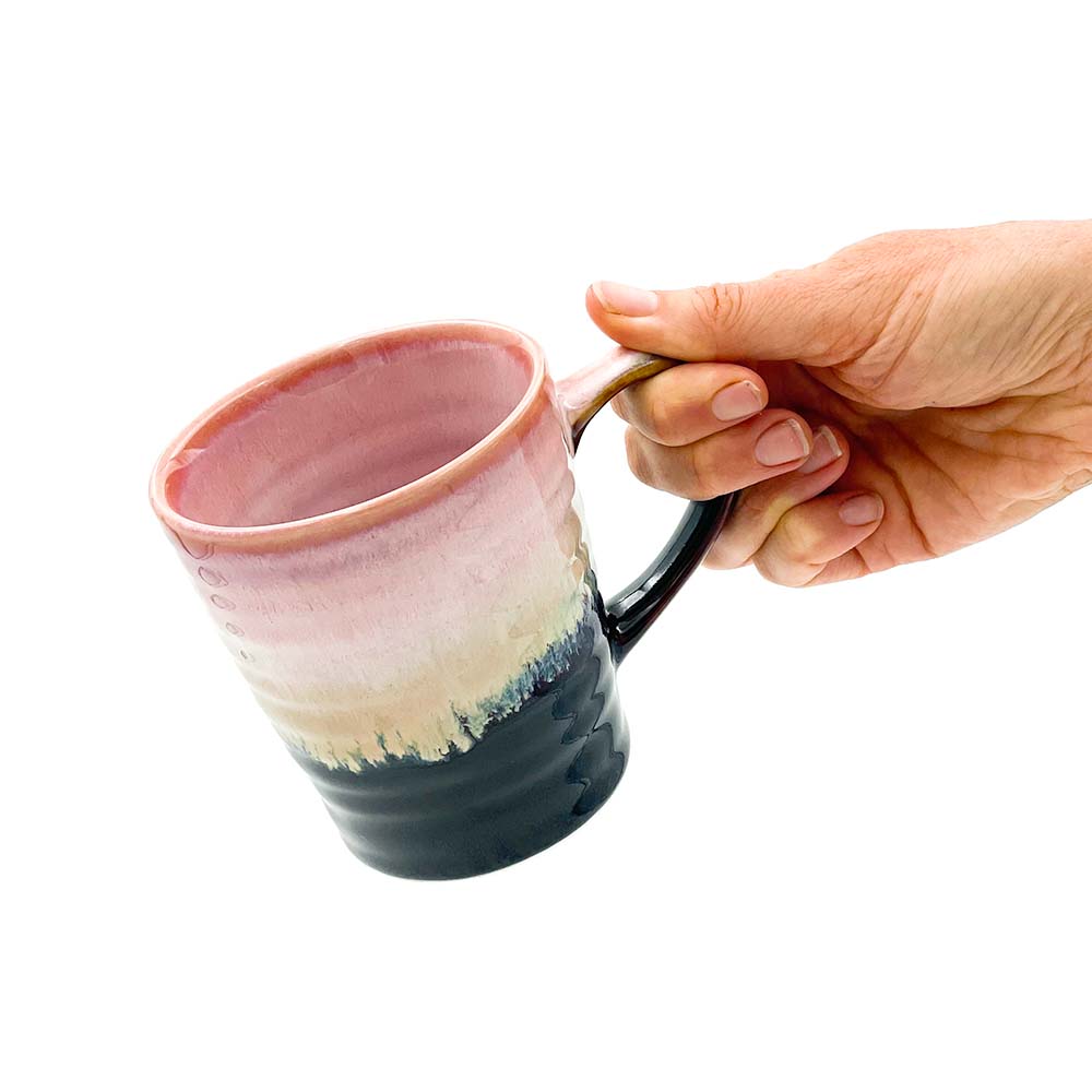 Pink and Dark Brown Ceramic Coffee Mug