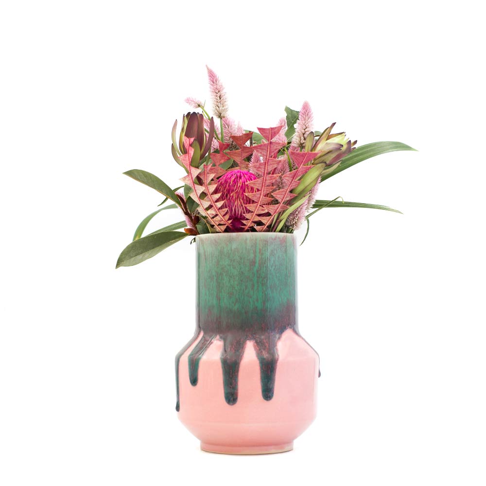 Pink and Green Ceramic Vases