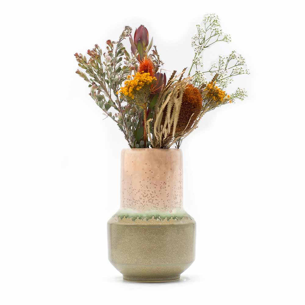 Cream and Green Ceramic Vases