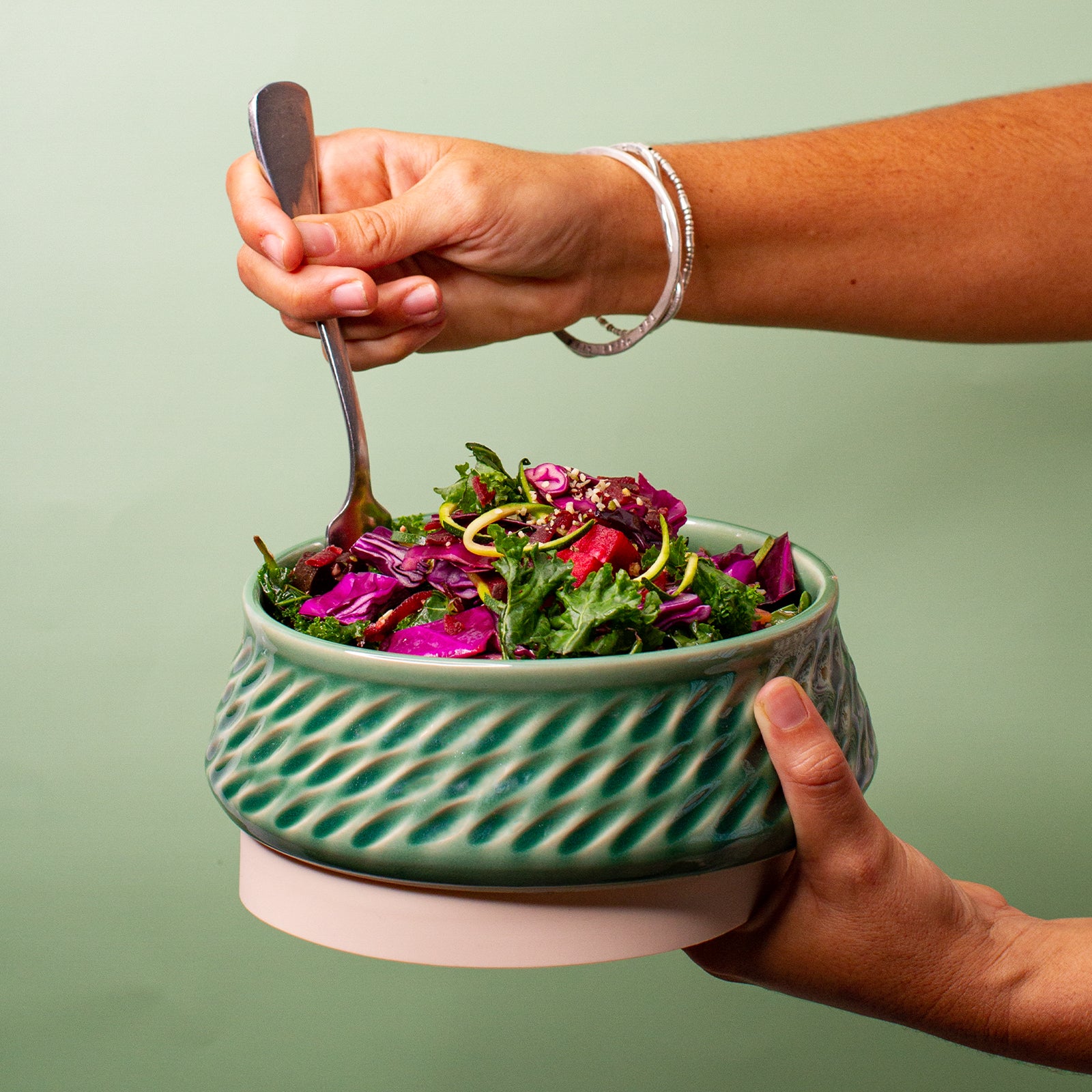 Pottery For The Planet Sage Travel Bowl Large in hand