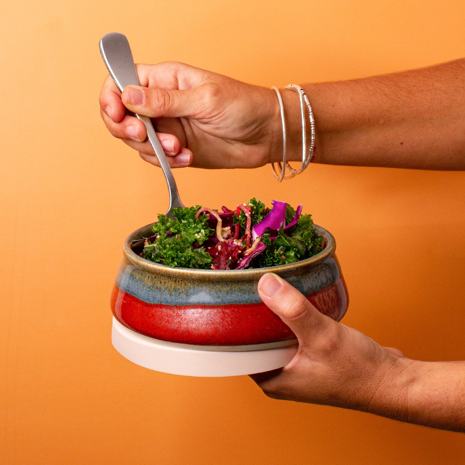 Green Brown Ceramic Lunch Bowl