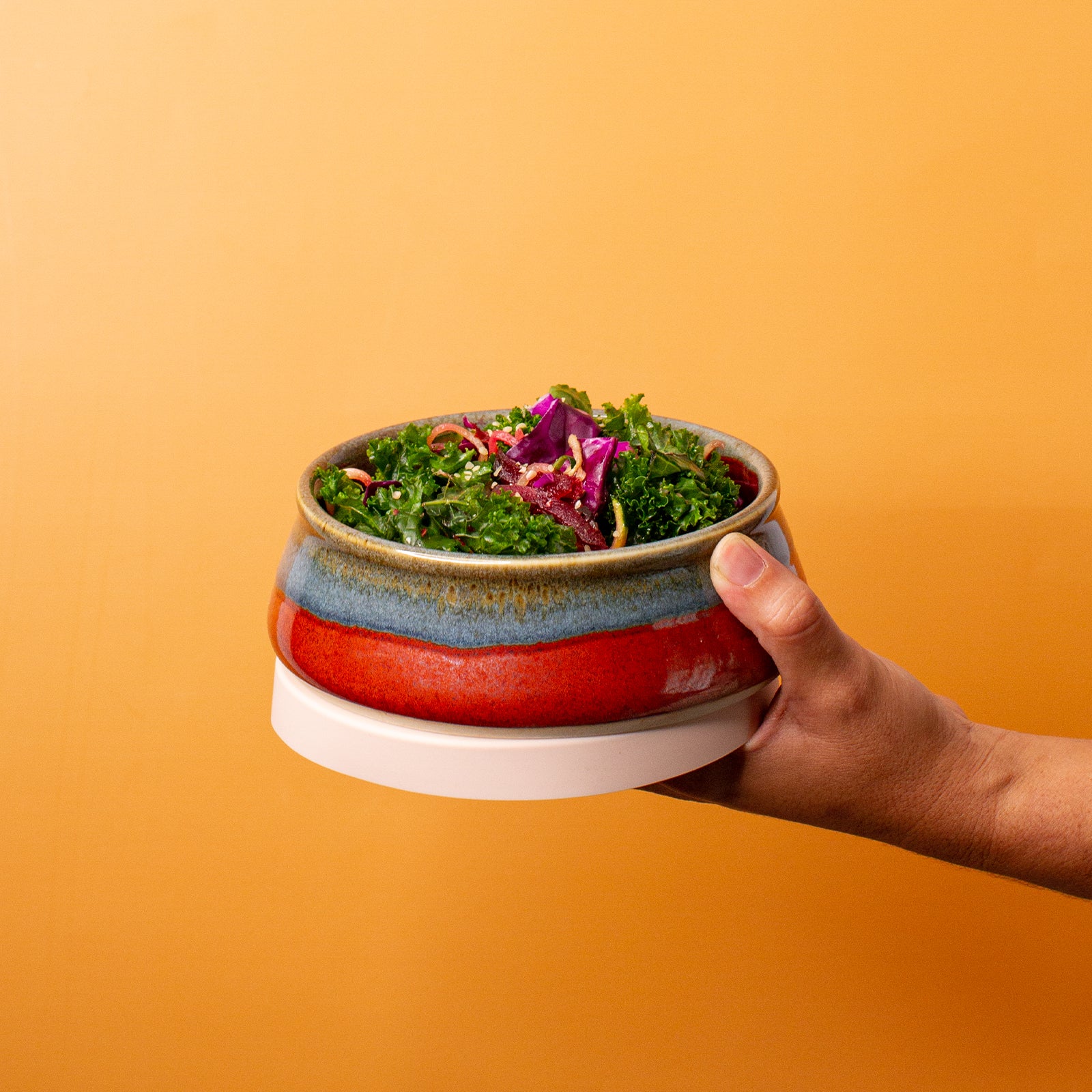 Green Brown Ceramic Lunch Bowl