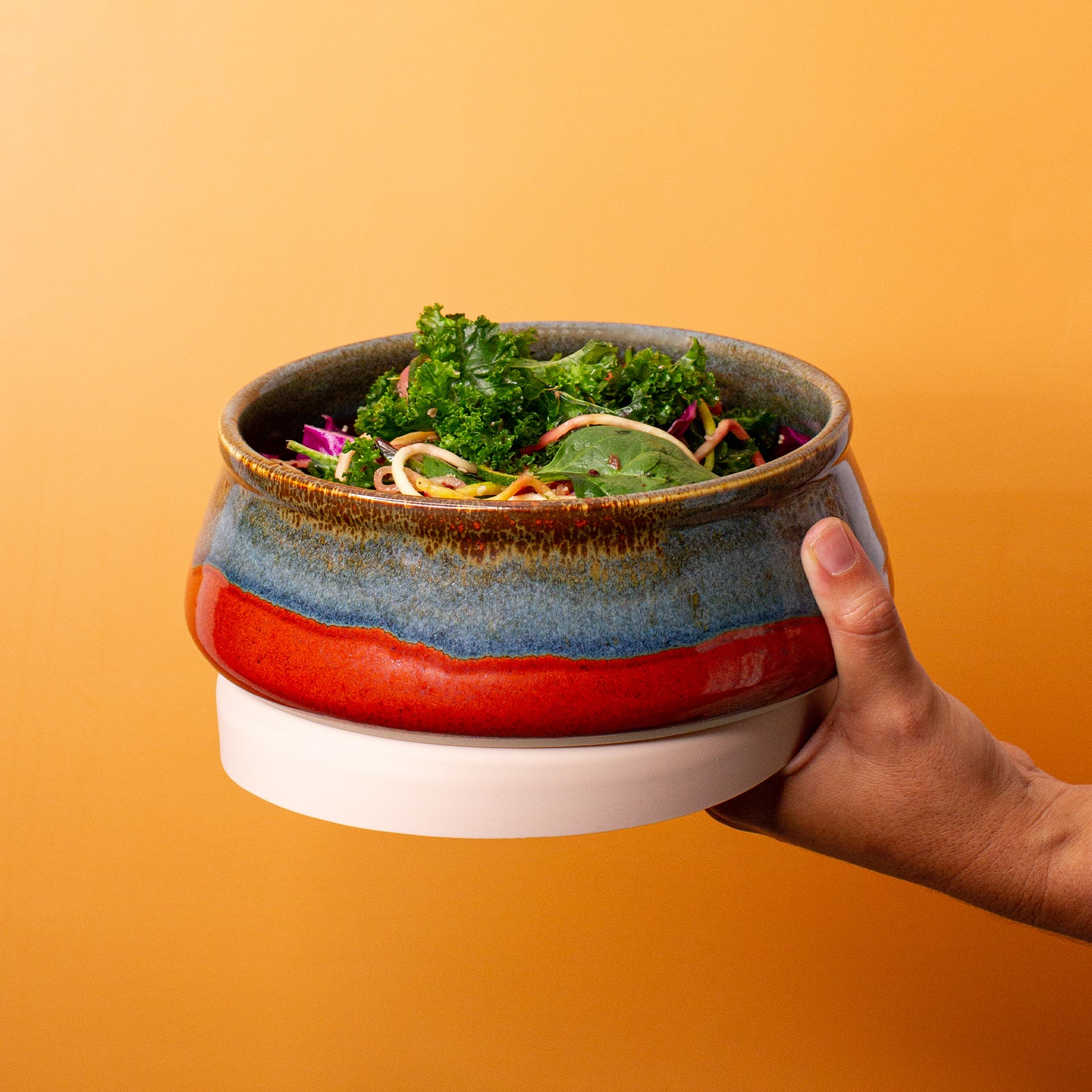 Green Brown Ceramic Lunch Bowl