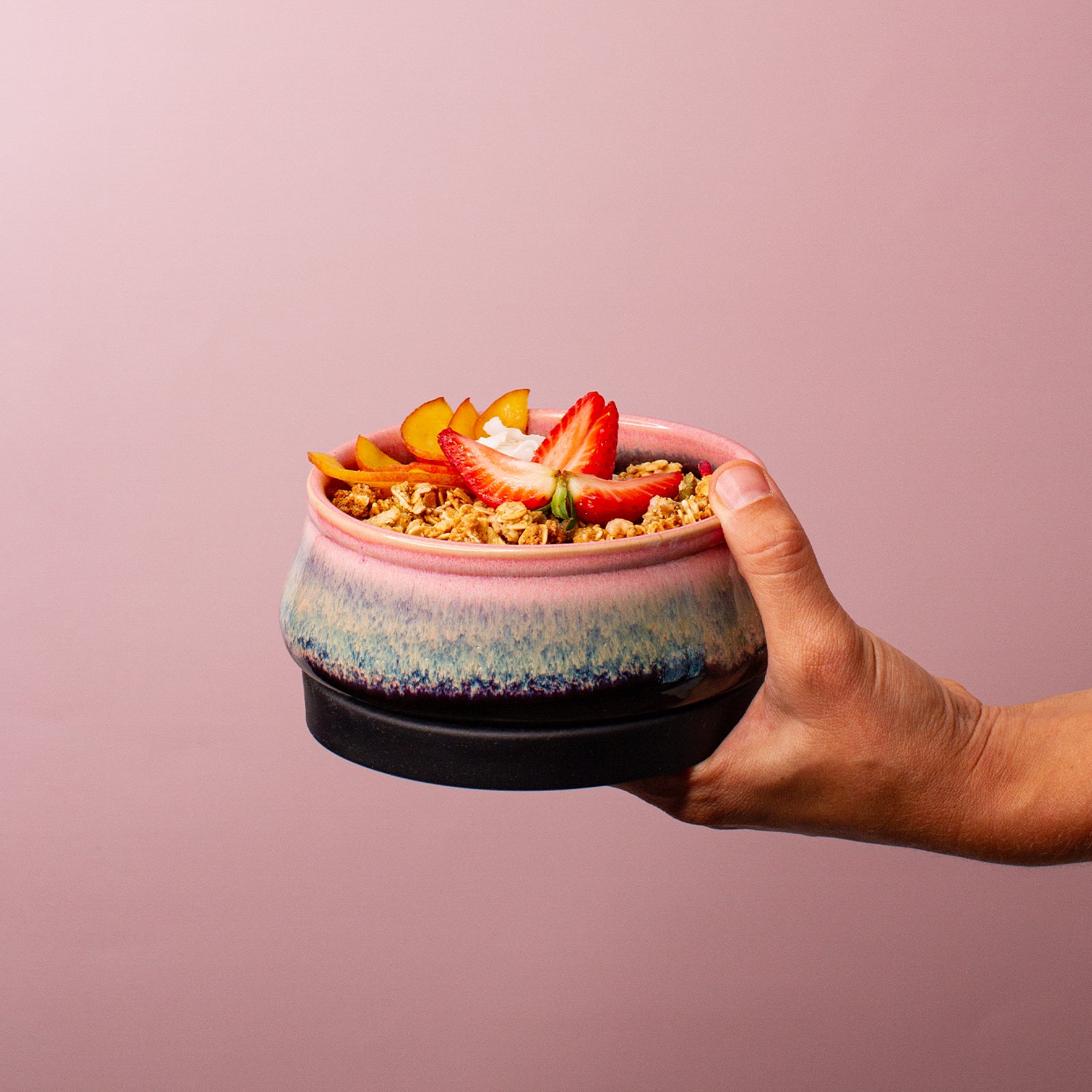 Black Pink Ceramic Travel Bowl