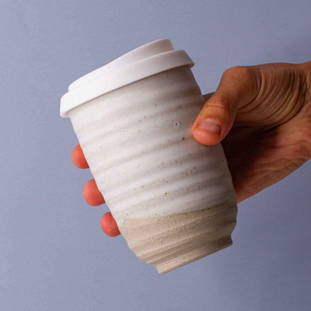 White Ceramic Keep Cup Ripple 12oz