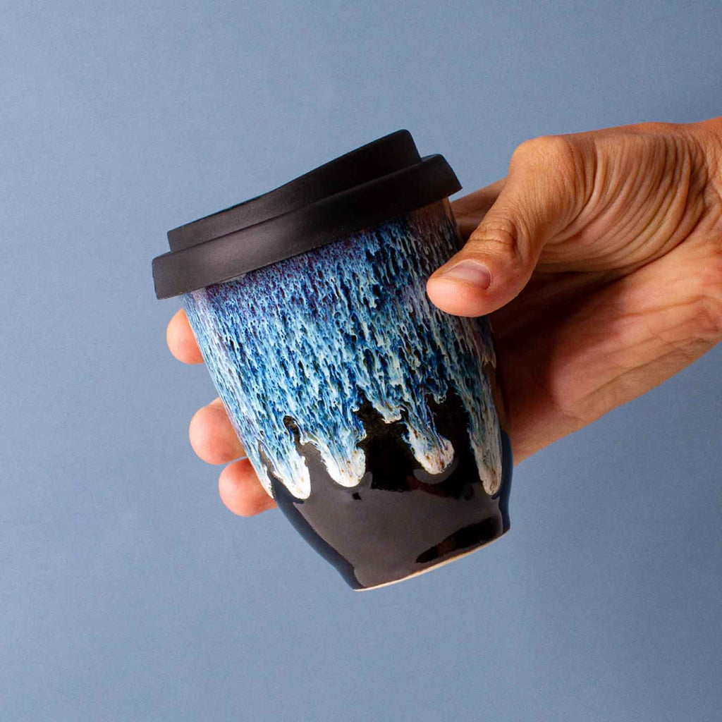 Pottery For The Planet Reusable Coffee Cup Crystal Cascades 8oz