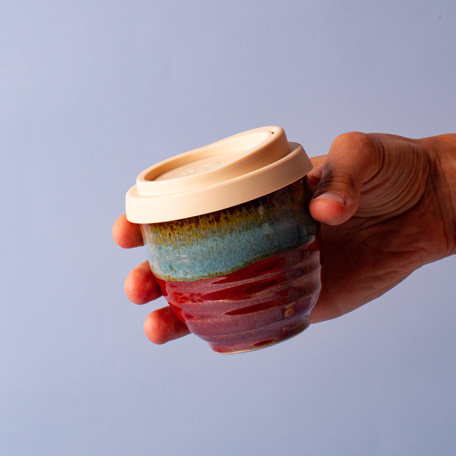 Earthy Green & Blue Ceramic Cup (Gumnut) Pottery For The