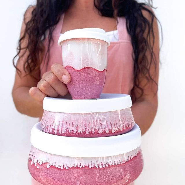Pottery For The Planet Travel Bowl Raspberry Beret Moodshot