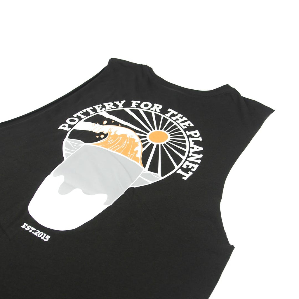 Pottery For The Planet Reusable Revolution Singlet Charcoal Back Angled