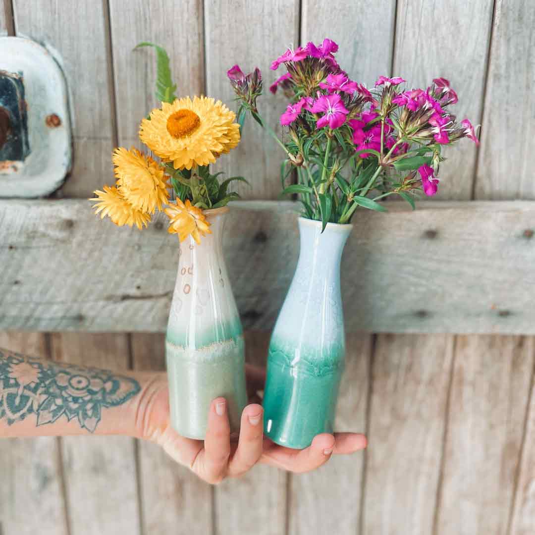 Pottery For The Planet Leilani Vases Being Held In Womans Hand